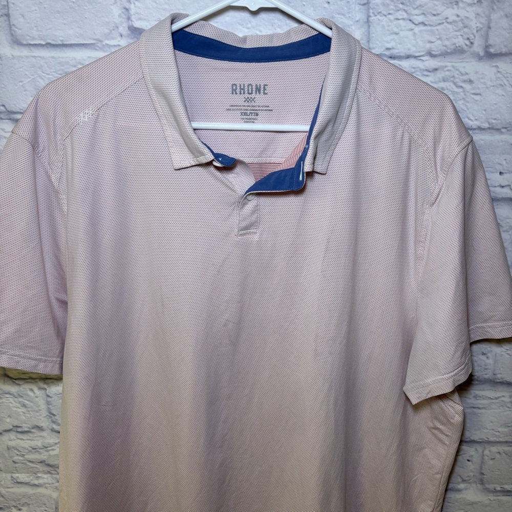 Rhone Delta Pique Polo Mens  XXL Pink Golf Polo Check Athletic Performance Wear